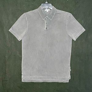 James Perse Sueded Jersey Polo Short Sleeve Shirt